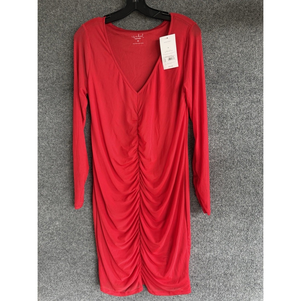 Isabel Maternity Red Medium Ruched Dress NWT Holiday Party P4